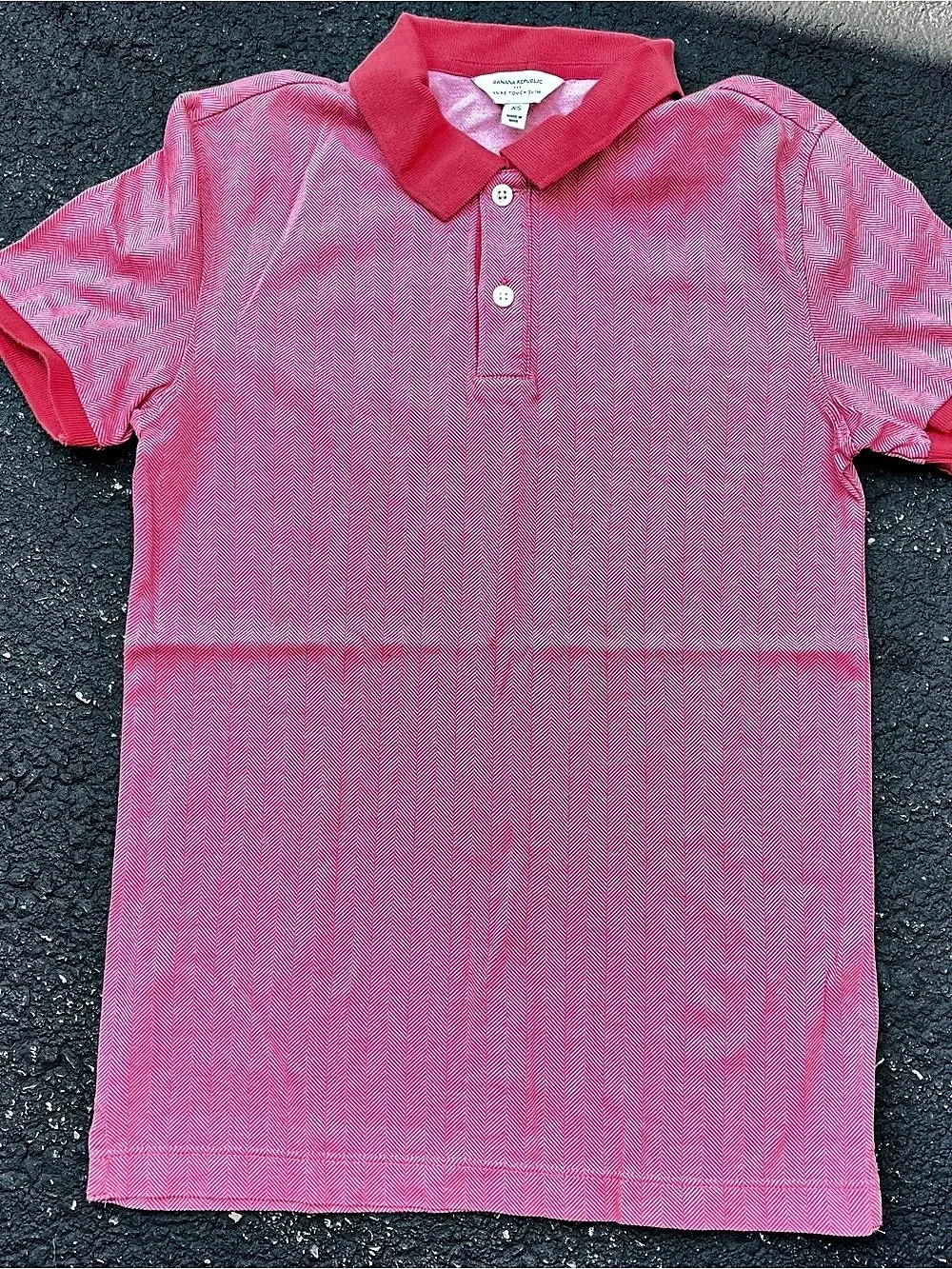 Banana Republic Men’s Luxe Touch Slim Polo Pink Herringbone Short Sleeve XS